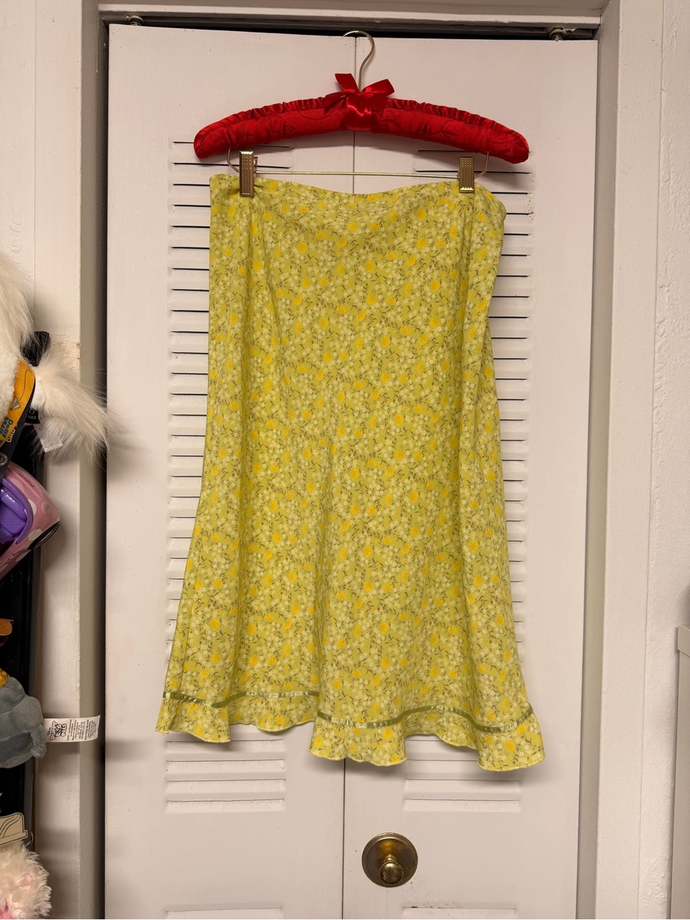 Express Yellow Floral A-Line Skirt